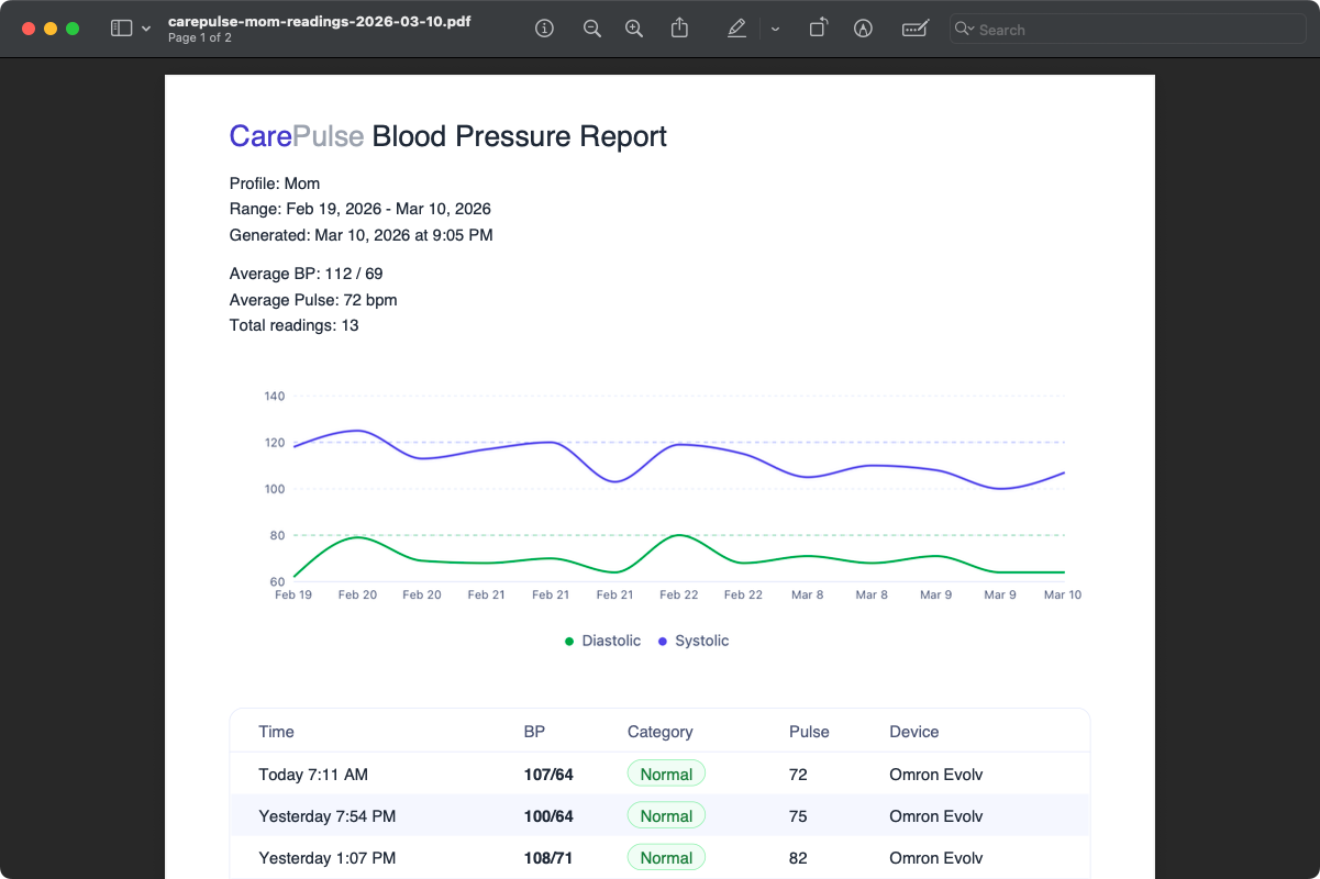 CarePulse report preview